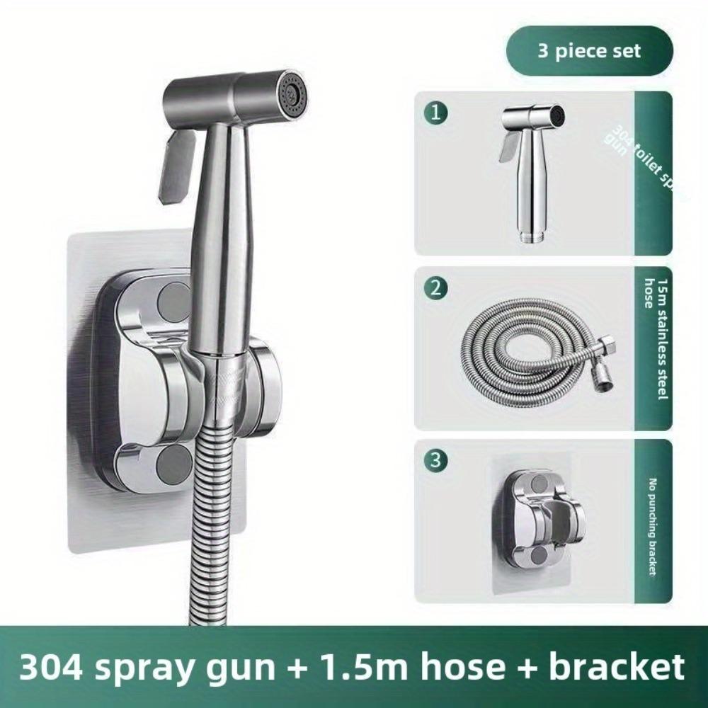 Stainless Steel Toilet Bidet Sprayer Set High Pressure Flushing Bathroom Toilet Cleaning 304 Stainless Steel Toilet Sprayer Set