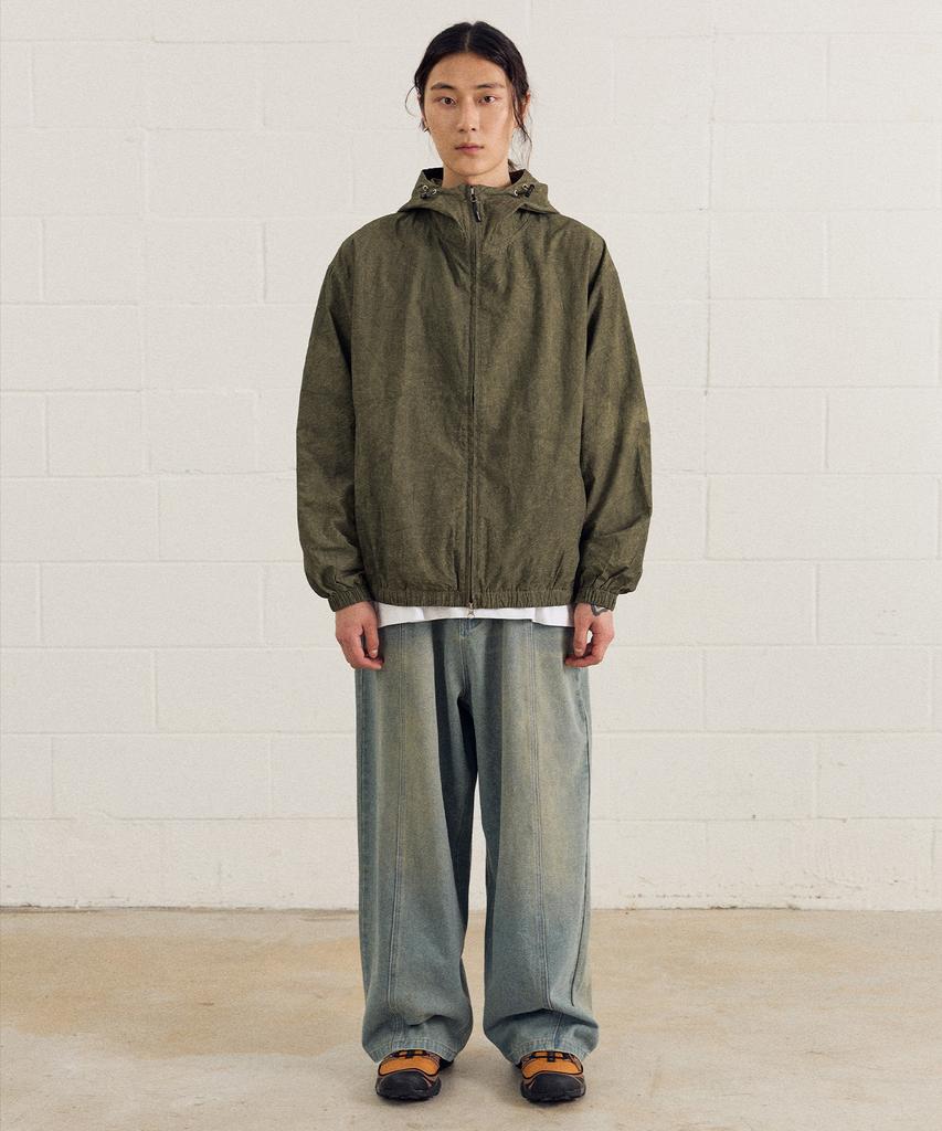 Filluminate Crease Washed Windbreaker - Khaki