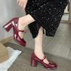 New Bowknot Shallow Soft Sole Dress Shoes for Women High Heeled Mary Jane Single Shoes Ladies Thick Heel Ballet Shoes