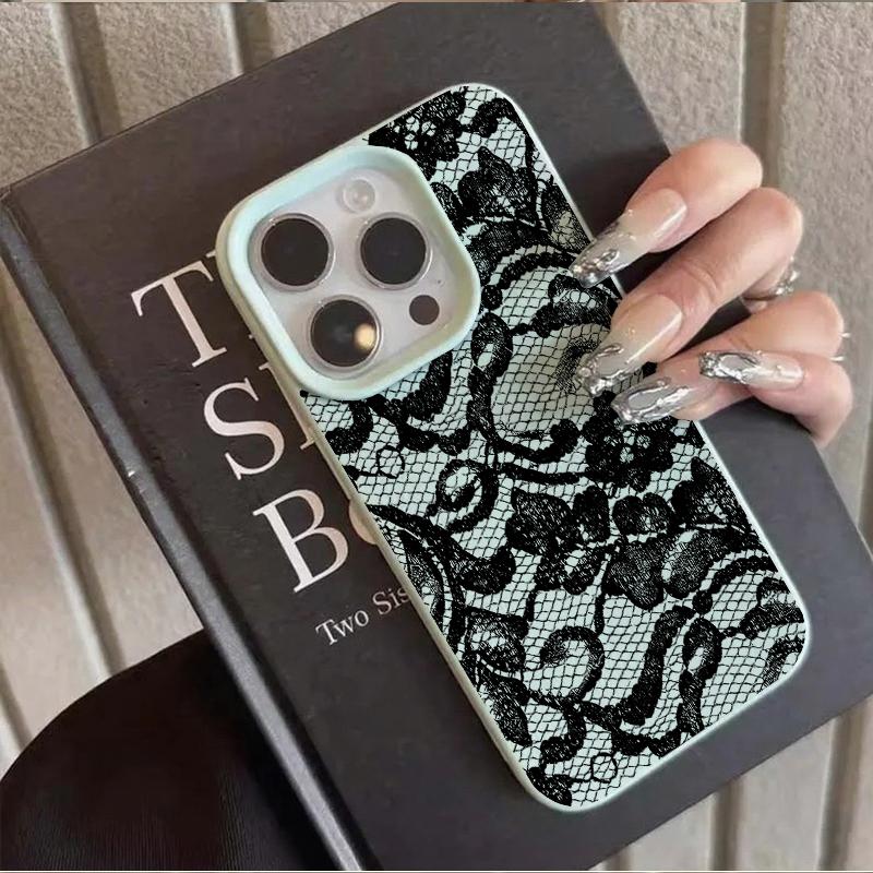 Sexy Lace Pattern Phone Case For IPhone 17 17Air 16 15 14 Plus 13 12 11 17 Pro Max 16 Plus Silicone Bumper Cover Case Funda
