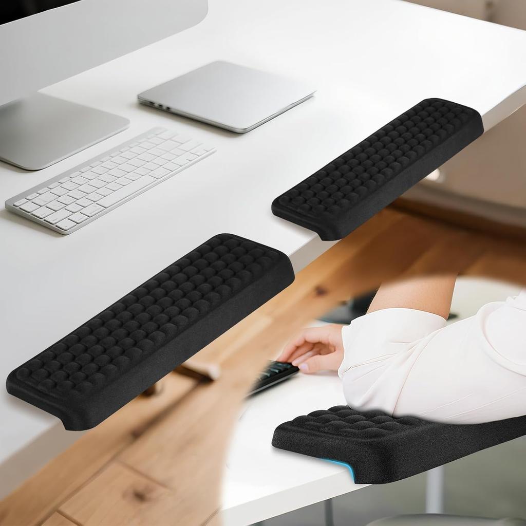 L-Shaped Elbow Pad for Desk, 2-Piece Arm Rest for Desk Wrist Support, Ergonomic Desk Edge Cushion Memory Foam Elbow Support for Work, Study, and