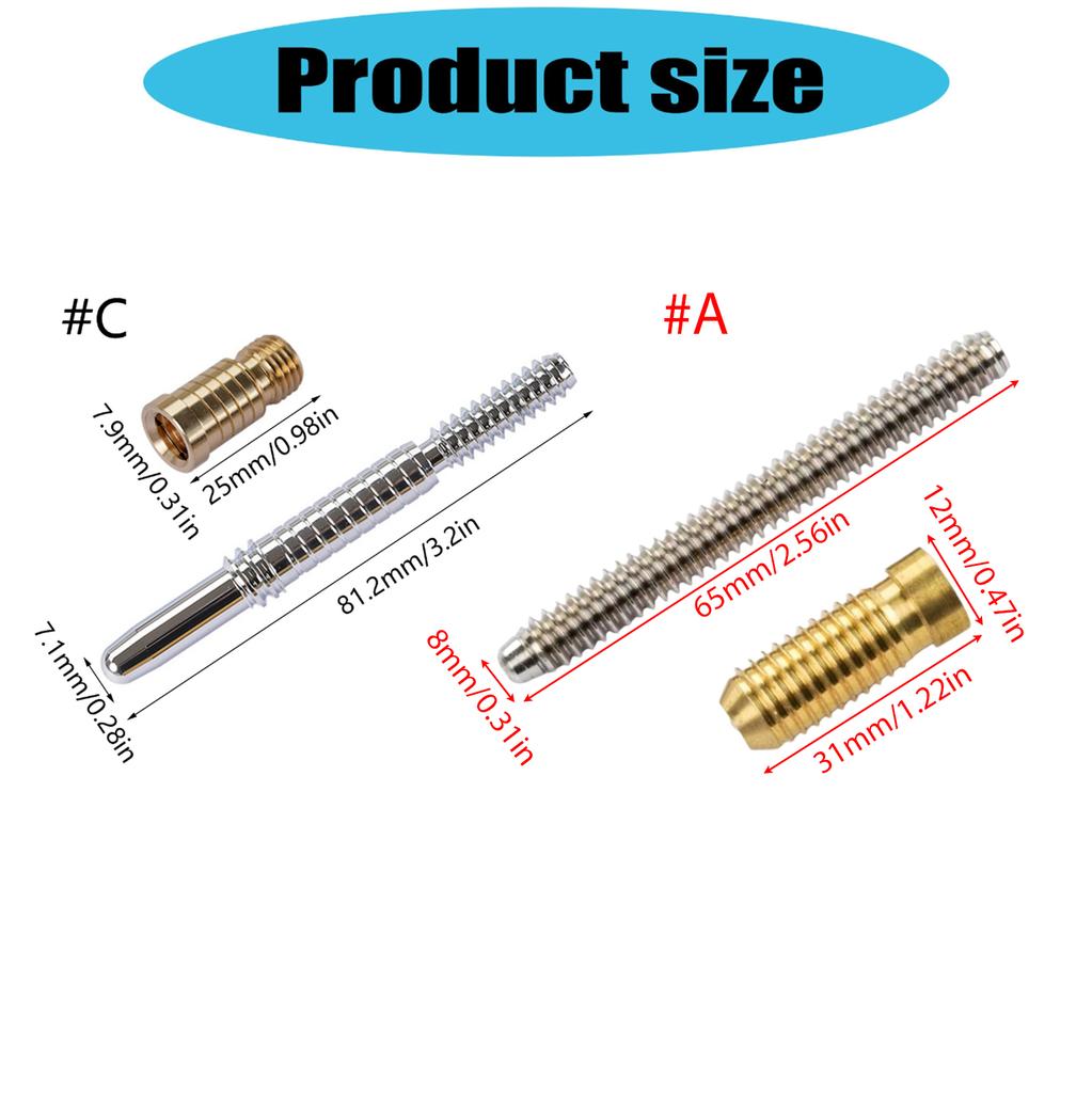 Billiard Pool Cue Joint Pin Insert Steel Repair Accessories Stainless Steel Billiards Pool Cue Shaft Joint Pin Screws