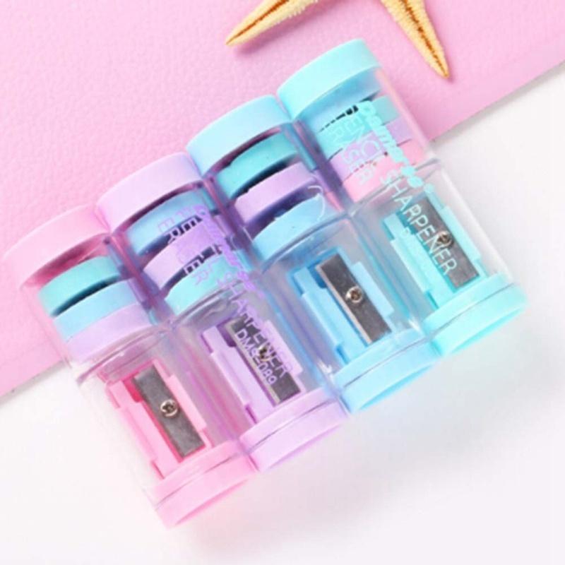 Candy Color Mini Pencil Sharpener and Erasers Stationery Pencil Sharpener Style Random