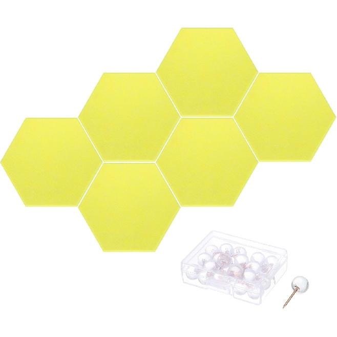 PATIKIL Felt Bulletin Board, 12"x10", 6 Packs Self Adhesive Hexagon Felt Tiles for Sound Proofing Wall Panels for Home Office Recording Studio,Game