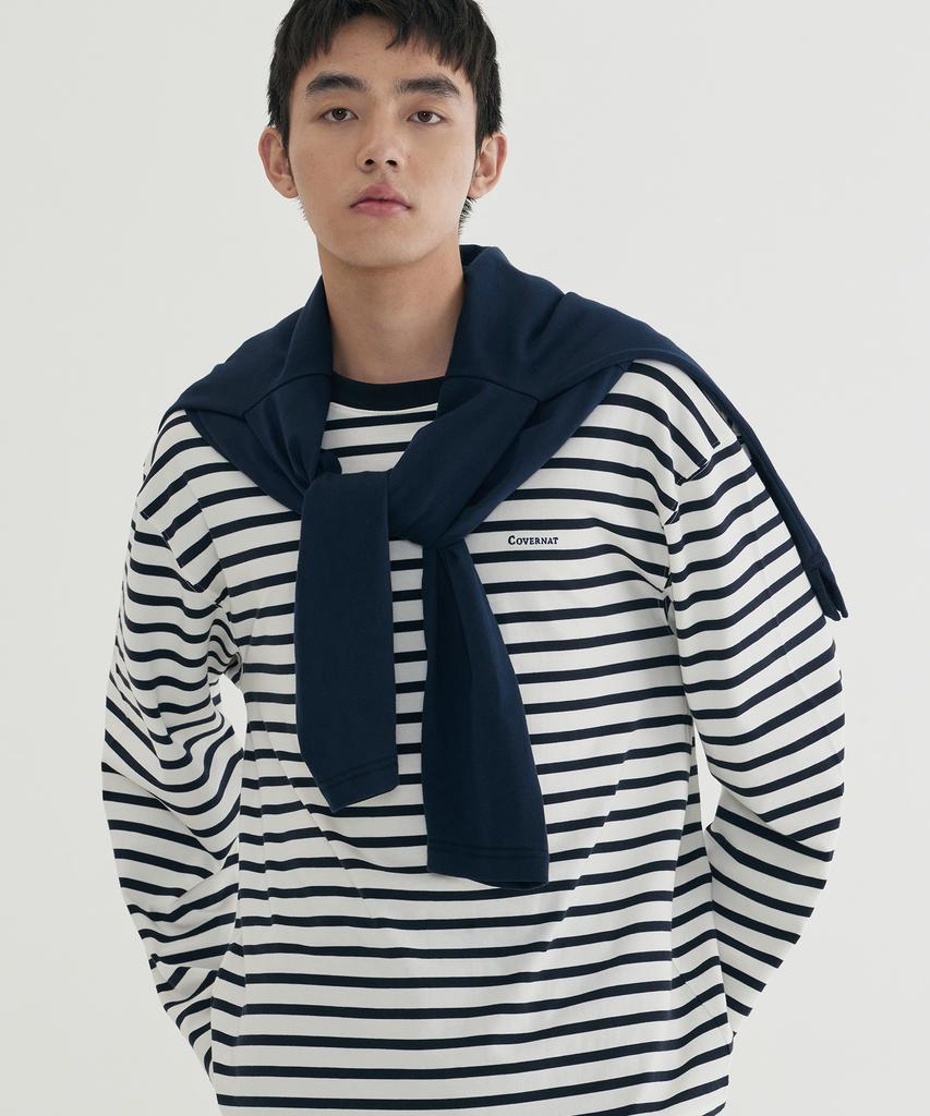 COVERNAT Striped Long Sleeve Dark Navy