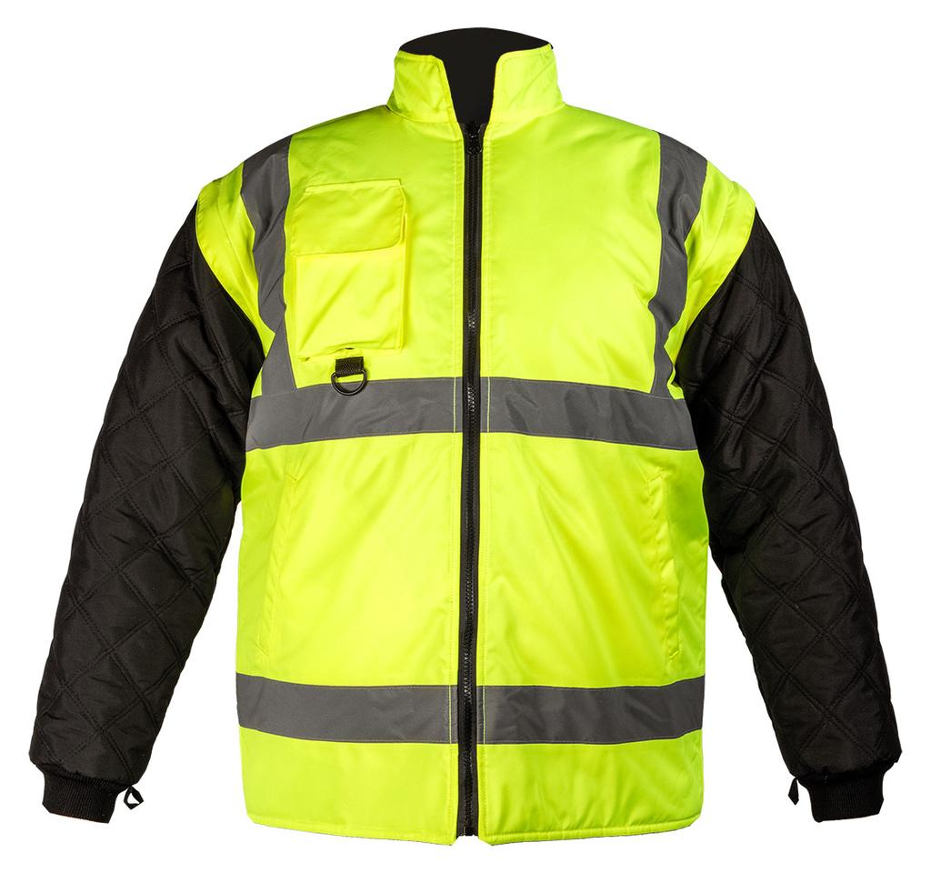 5-in-1 Warning Work Jacket, Insulated, Yellow, Size XXL