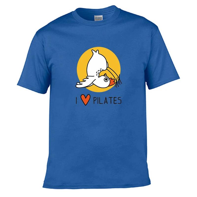 I LOVE PILATES Falling Chicken Printed T-shirt Men Women T-shirts Summer Cotton Tops Cotton Loose Street Hip Hop T-Shirts