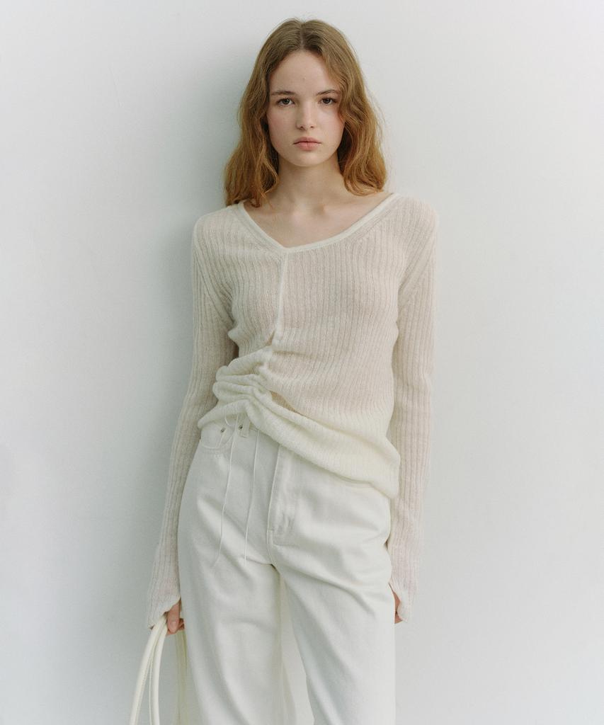 Deonseuteu 2-Way Shirring Knit Top_Udsw6A204_Ivory