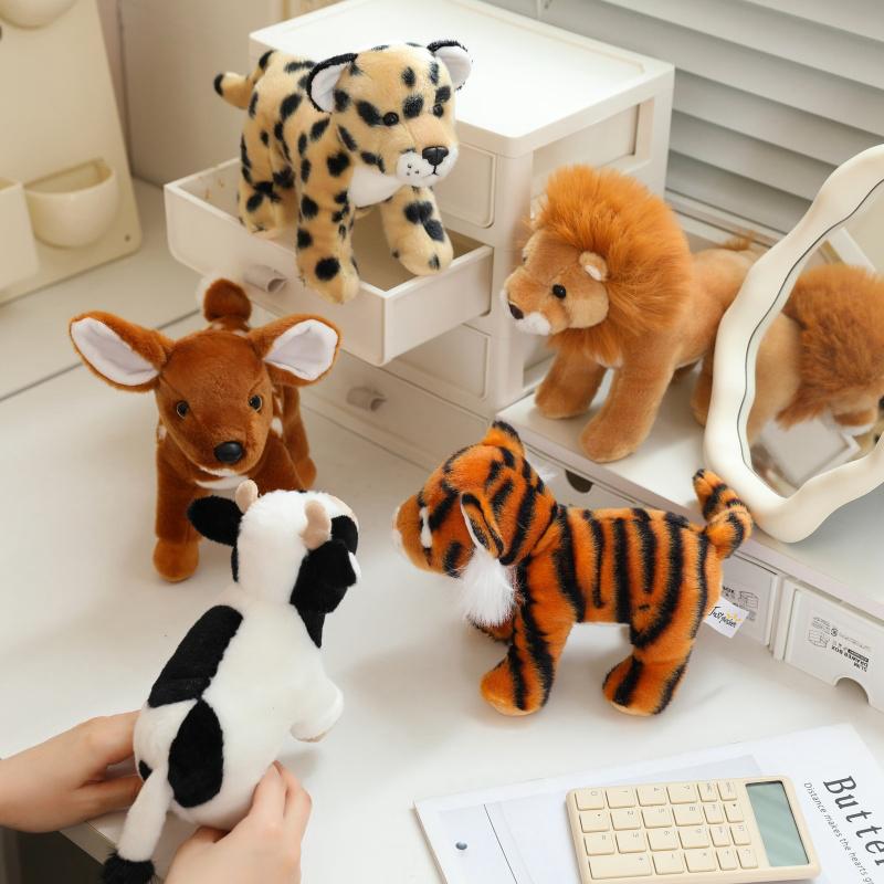 20Cm Cute Little Zoo Animal Stuffed Toy Goat Donkey Lion Deer Plush Toys Girl Boy Xmas Birthday Present Kawaii Plushies