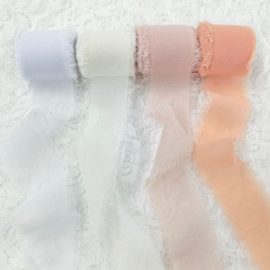 Hand-Torn Raw Edge Chiffon Ribbon Bouquet Streamer for Wedding Flowers
