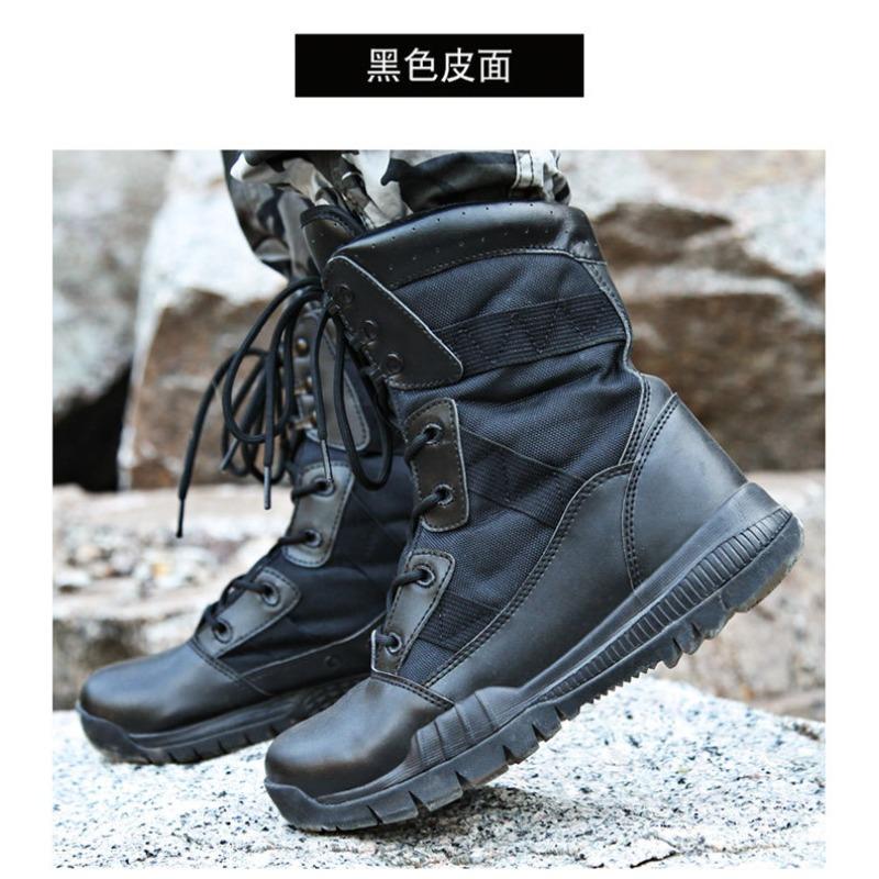 Fashion Summer Men Tactical Boots for Men Breathable Oxford Light Soft Desert Combat Shoes Men's Ankle Boot Canvas Punk Knee-high Boot