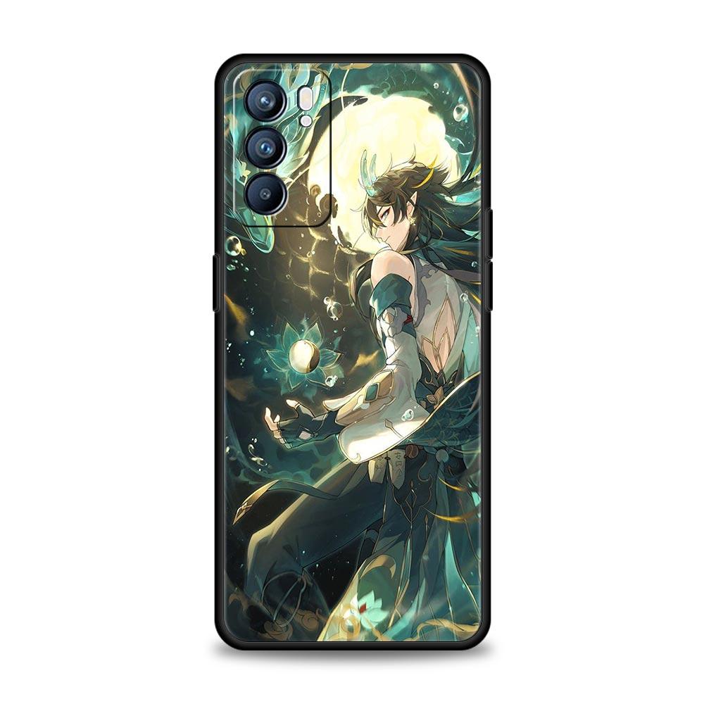 Case For Oppo A54 A53 A52 A9 A15 A95 A17 A16 A76 A74 A57 Find X6 X5 Reno8 Reno7 Reno6 Pro 5G Cover Genshin Impact Dragon Genshin