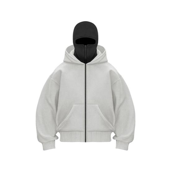 Unisex Kukla Mikina Teplá Volná Mikina s Kapucí Zapínání na Zip Ležérní Bunda s Obličejovou Maskou pro Podzim Zimu Venkovní Sporty Streetové Oblečení