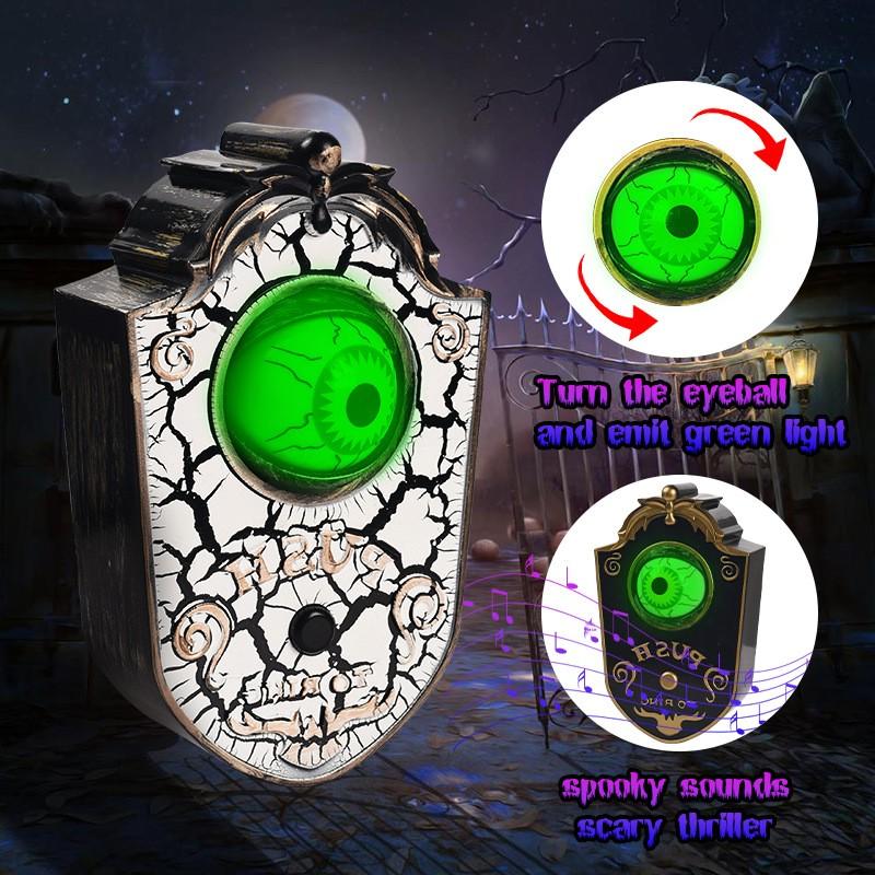 Halloween/Pasqua De Long P018 Campanello Monocolo Decorazione Zucca Giocattolo Teschio Luminoso Ciondolo Gancio Porta Scherzo Batteria AAA