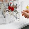 Runde Schmuckschatulle drehbarer Organizer Kunststoff-Schmuckkästchen Aufbewahrung Damen Ring Halskette Armband Ohrringe Transparenter Schmuck-Displayständer Geschenk