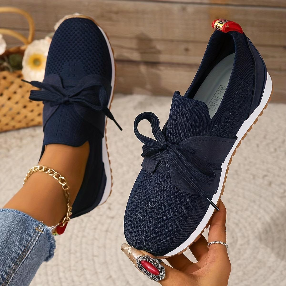 

2025 spring and summer new European and American foreign trade large size fly-woven single shoes women s flat-soled lace-up leisure sports running s 43 синий
