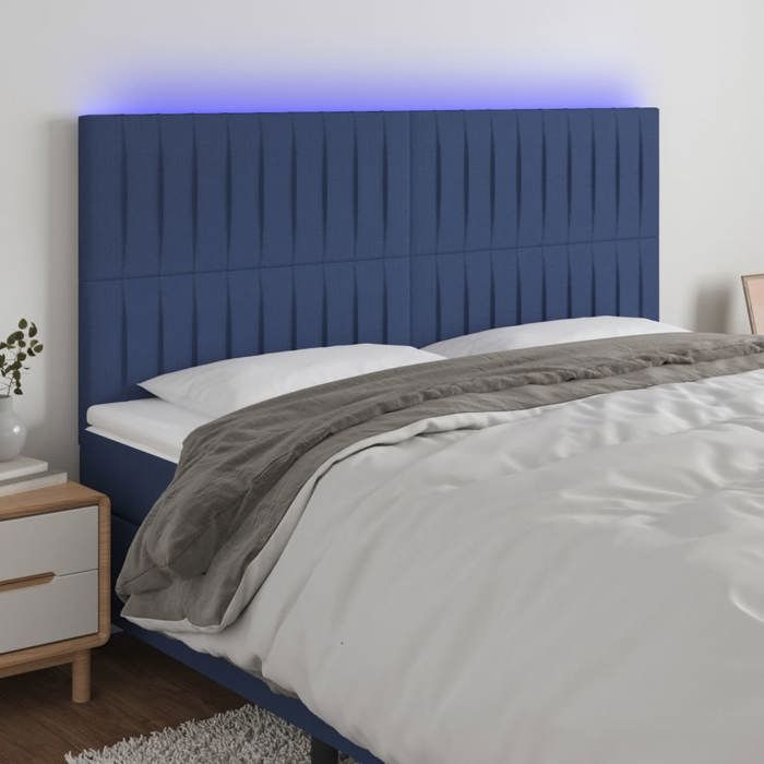 VidaXL Tête de Lit à LED Meuble de Chambre à Coucher Accessoire de Lit Double Tête de Cadre de Lit Intérieur Bleu 3122682