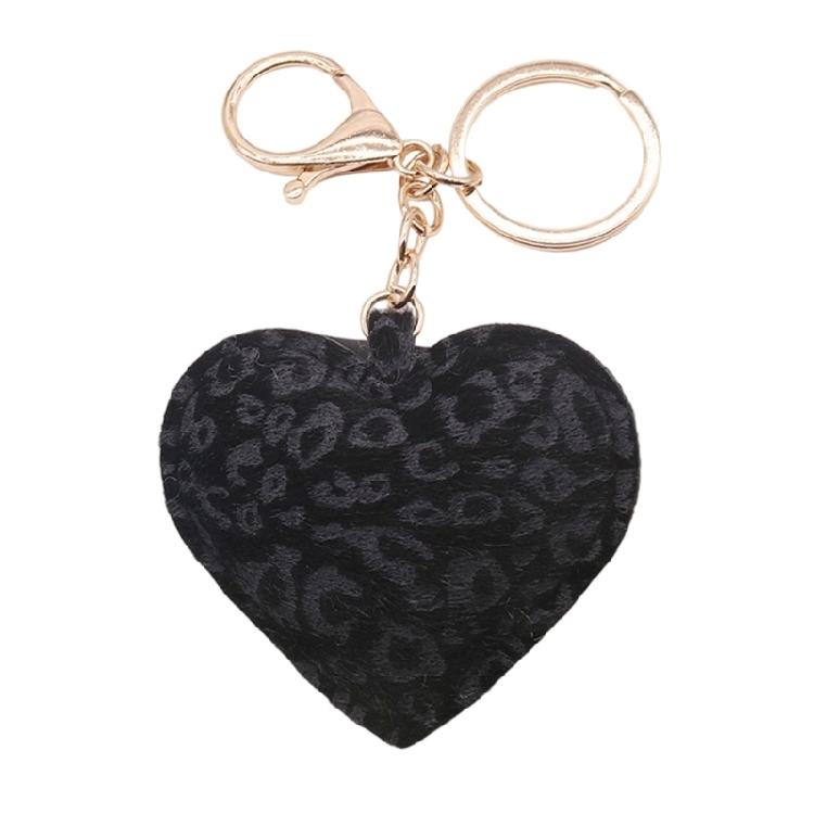Portachiavi a forma di cuore con stampa leopardata decorativa, ciondolo da appendere alla borsa in pelle PU per progetti fai-da-te, personalizzazione della casa