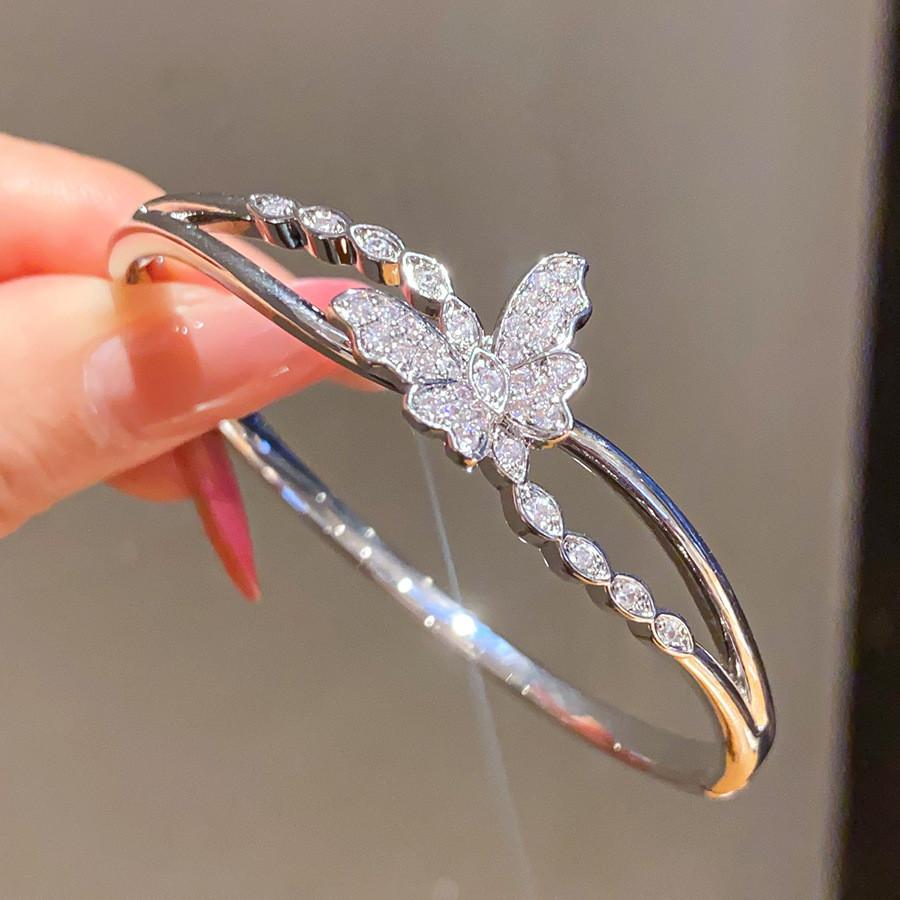 Fashion Butterfly Bracelet With 18k Gold Plating And Zirconia For Elegant Women
