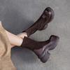 Fashion GKTINOO 2025 Autumn Winter New Retro Mid-calf Boots Genuine Leather Comfortable Thick Soled British Stretch Boots Women's Shoes