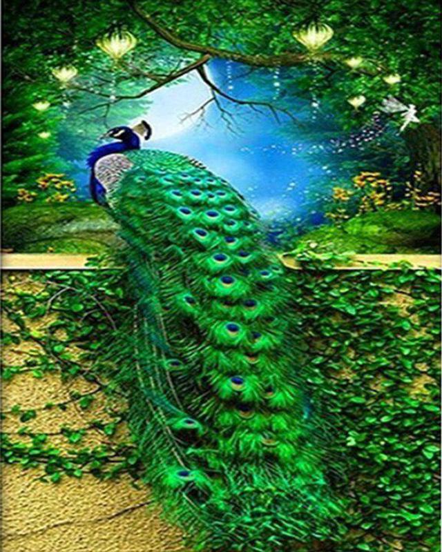 5D DIY Diamond Embroidery Full Set Cross Stitch Peacock Full Square Round Diamond Painting Animal Picture Of Rhinestone Decor For Home
