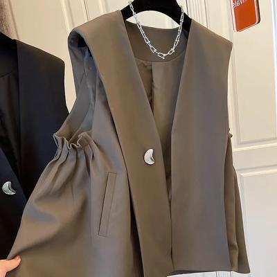 Gilet casual ampio in stile coreano da donna per primavera/autunno, design unico, top outerwear