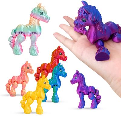 3D Printed Horse Figurine Movable Joints Pony Statue Stress Relief Fidget Toy Educational Animal Model Desktop Decoration Ornament
