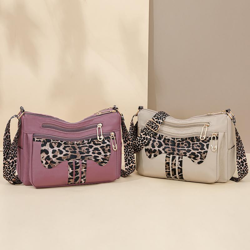 Nylon Women's Shoulder Bag Leopard Print Crossbody Bag