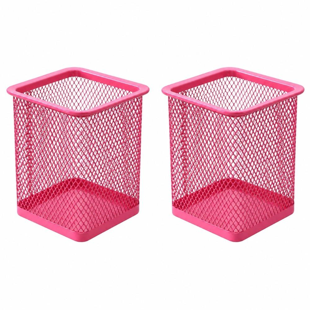 2 pcs Solid Structure Storage Bucket Square Shape Desktop Organizer Desk Container Makeup Storage