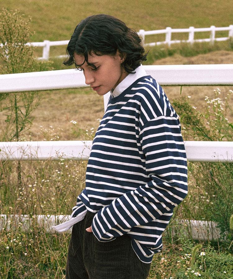 Geullounoteu Classic Striped T-Shirt [Navy]