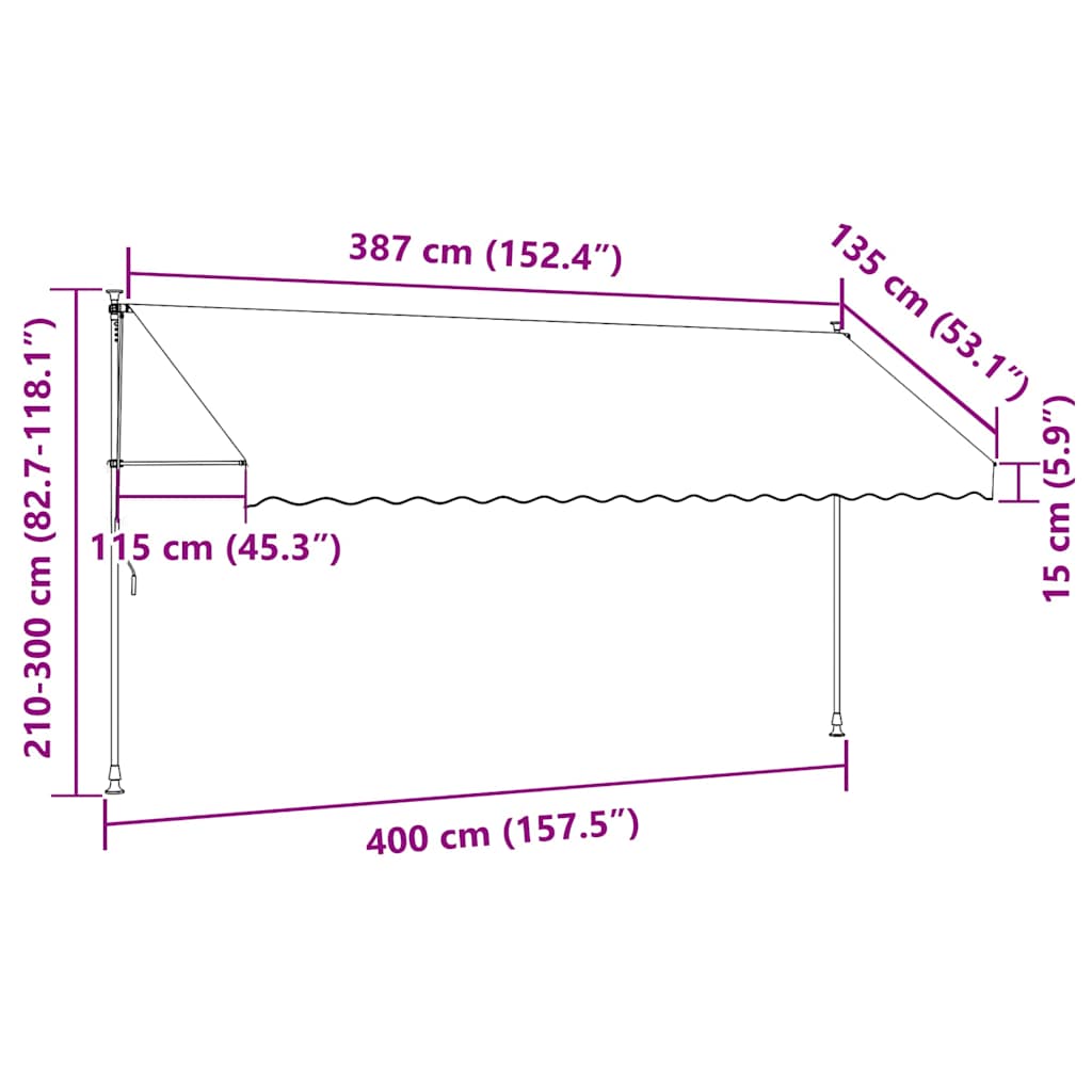 Retractable Awning Manual Operation 400 cm Cream White