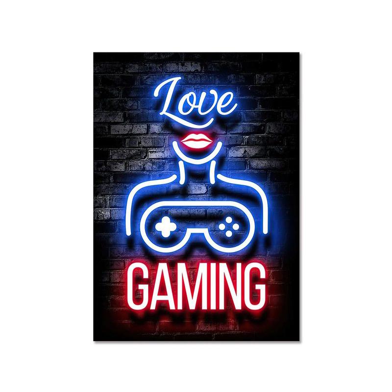 Mode Retro Spielzimmer Neon Poster und Drucke Moderne Leinwand Malerei Wand Kunst Bild für Gamer Junge Schlafzimmer Dekoration