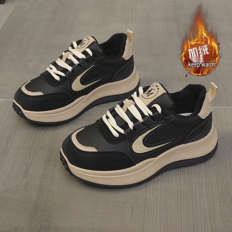 

Женские зимние кроссовки на толстой подошве с флисовой подкладкой: Теплая, универсальная повседневная обувь для студентов 36