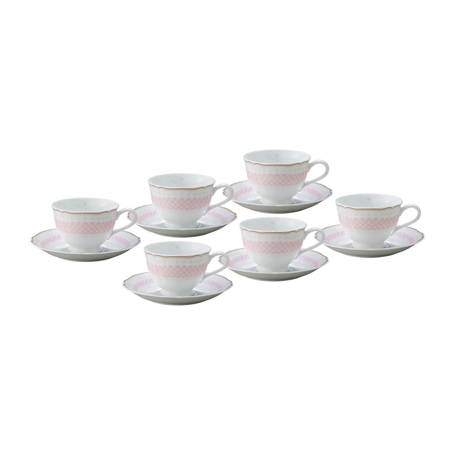 

Noritake Cup Saucer Set of 6 Daisy Belle Fine & (Coffee & Tea), 220cc, Design, Microwave-Safe, Pink, Porcelain, N9587A/1705