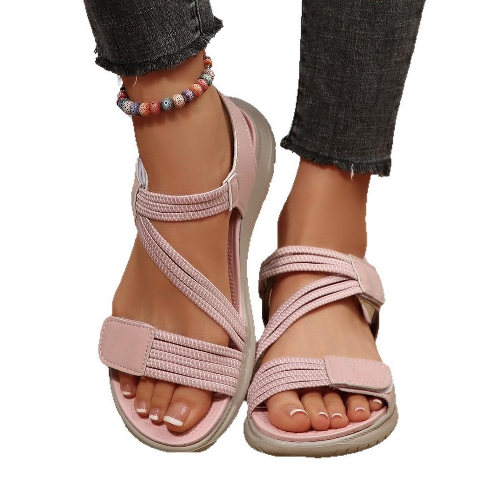 Adult Summer Beach Sandals With Magic Tape Closure And Padded Rubber Sole For Comfortable Walking