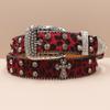 Cross Belt Leopard Print Western Rhinestone Belt Personalized Denim Woman Rivet Jeans Belt