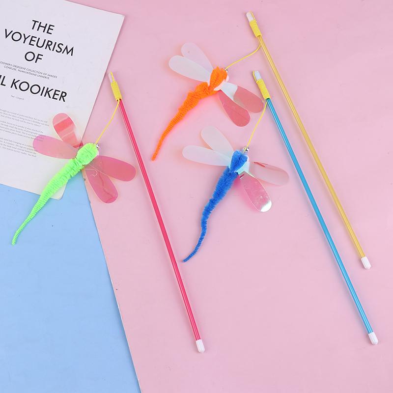 Cat Teaser Stick Sequins Big Eyes Dragonfly Cat Toy Interactive Teaser Stick