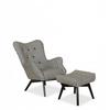 Scandinavian Armchair Luna Print with Footrest Pouffe Family Meble Houndstooth Black