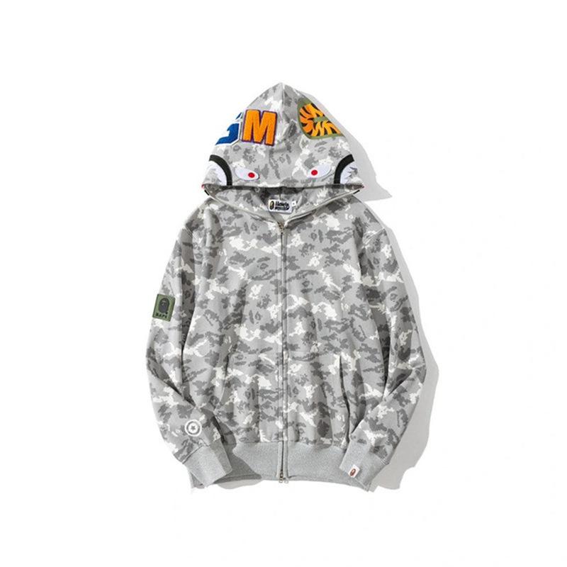 2024 Shark Head 3D Print Hoodie for Men & Kids - Camouflage Zip-Up Sweatshirt
