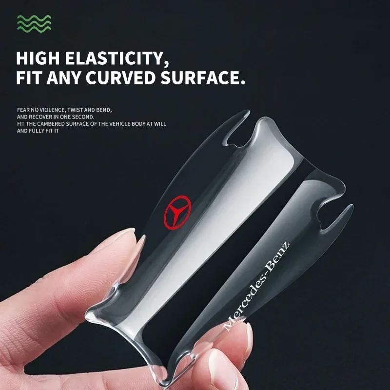 4 stuks Transparante Autodeurhandvat Sticker Decoratie Beschermfolie Voor Mercedes Benz AMG A B C E S Klasse GLC GLK GLE GLA CLA GLB