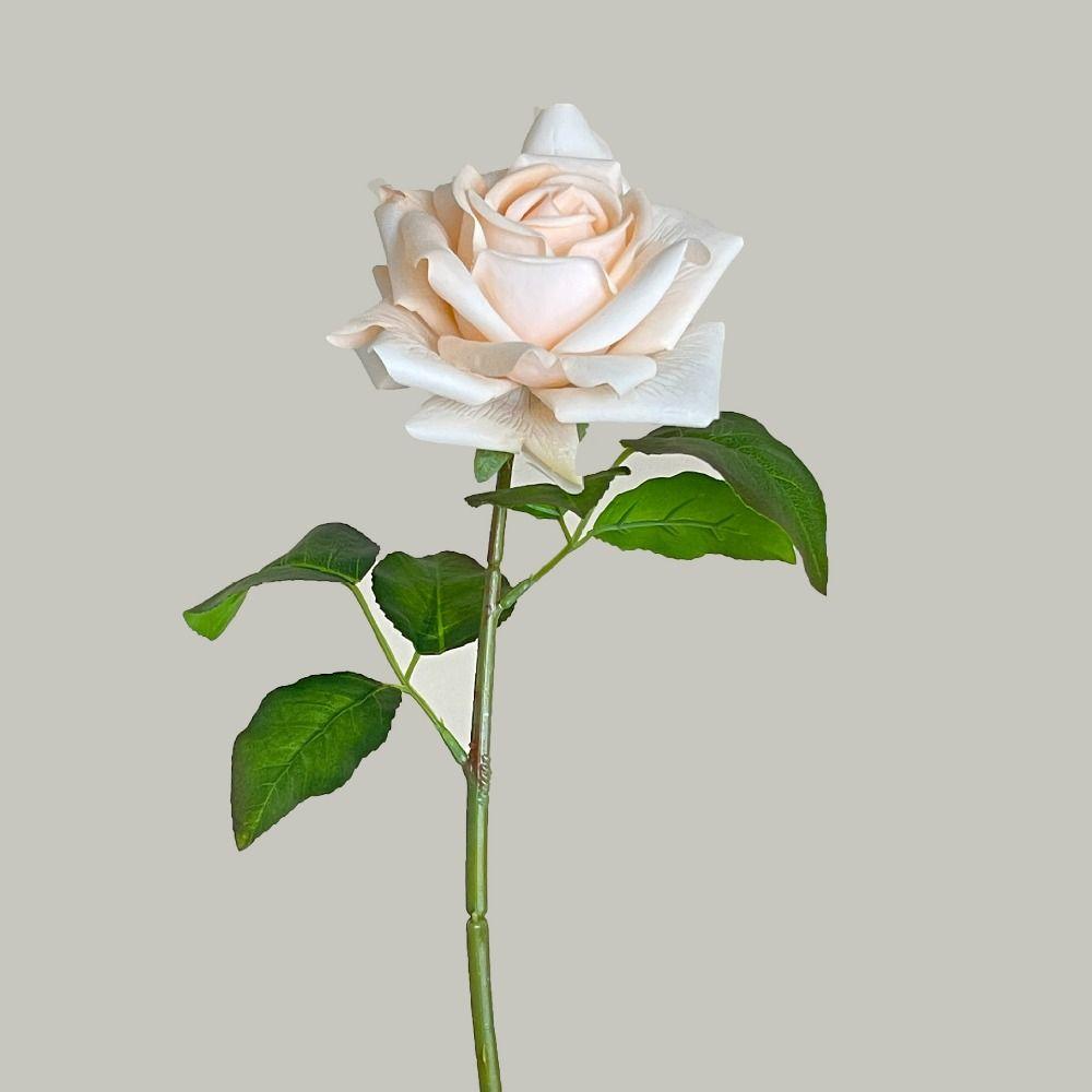 Multicolor Rose Artificial Flower Single Stem Green Leaves Faux Flower Photo Props Silk Petals Simulation Flower
