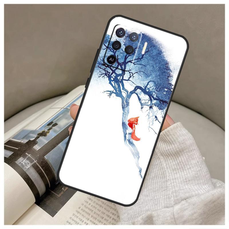Watercolor Painting The Fox For OPPO A53 A5 A9 2020 A96 A76 A16 A54 A74 A94 A58 A78 A98 A52 A72 A15 A17 A57 A77 A79 Case