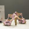 Dámské sandály na vysokém podpatku sexy evropský a americký styl léto nové voděodolné stolkové silné podpatky velká velikost boty s otevřenou špičkou