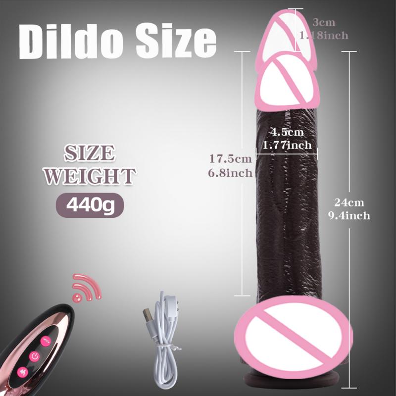 Realistický dildo vibrátor pro ženy Sexuální hračky Hřející Velký penis Dálkové ovládání Penis Teleskopické vibrátory Anální Ženský stimulátor 18