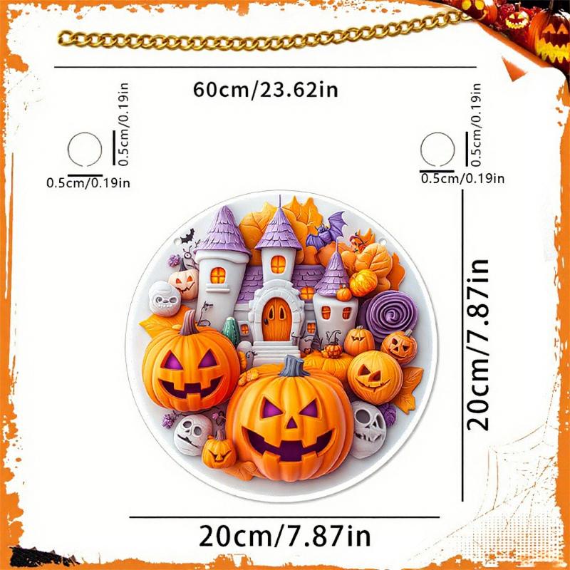 

Halloween Front Door Sign Front Door Scary Acrylic Round Sign Gothic Festive Ornament Hangable Scene Props for Bedroom Porch, Acrylic Round Sign 4