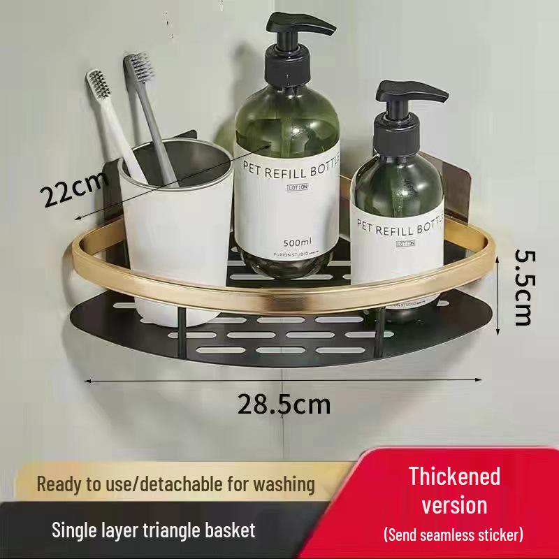 Punch-Free Aluminum Corner Bathroom Storage Rack