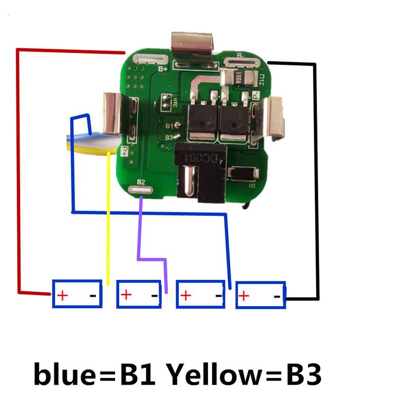 Scheda Circuitale BMS 4s 20A PCBA Batteria 18650 3.7V Con Connettore DC Per Trapano Elettrico Manuale 16.8v