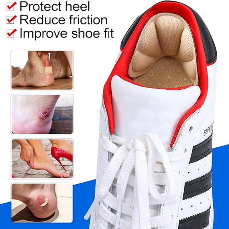 Klebe Fersenpolster Geeignet für zu große Schuhe, Übergröße Stiefel, Fersen-Grip-Einlagen Zur Verbesserung des Schuhsitzes, 4 Stück Beige+4 Stück Beige