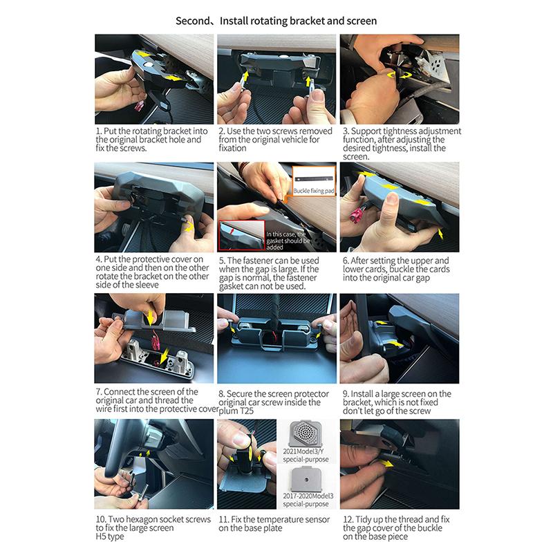 Car Screen Rotating Holder for Tesla Model 3 Y 2017-2022 Center Console Swivel Mount Bracket 15/30 Degrees GPS Scereen Rotation