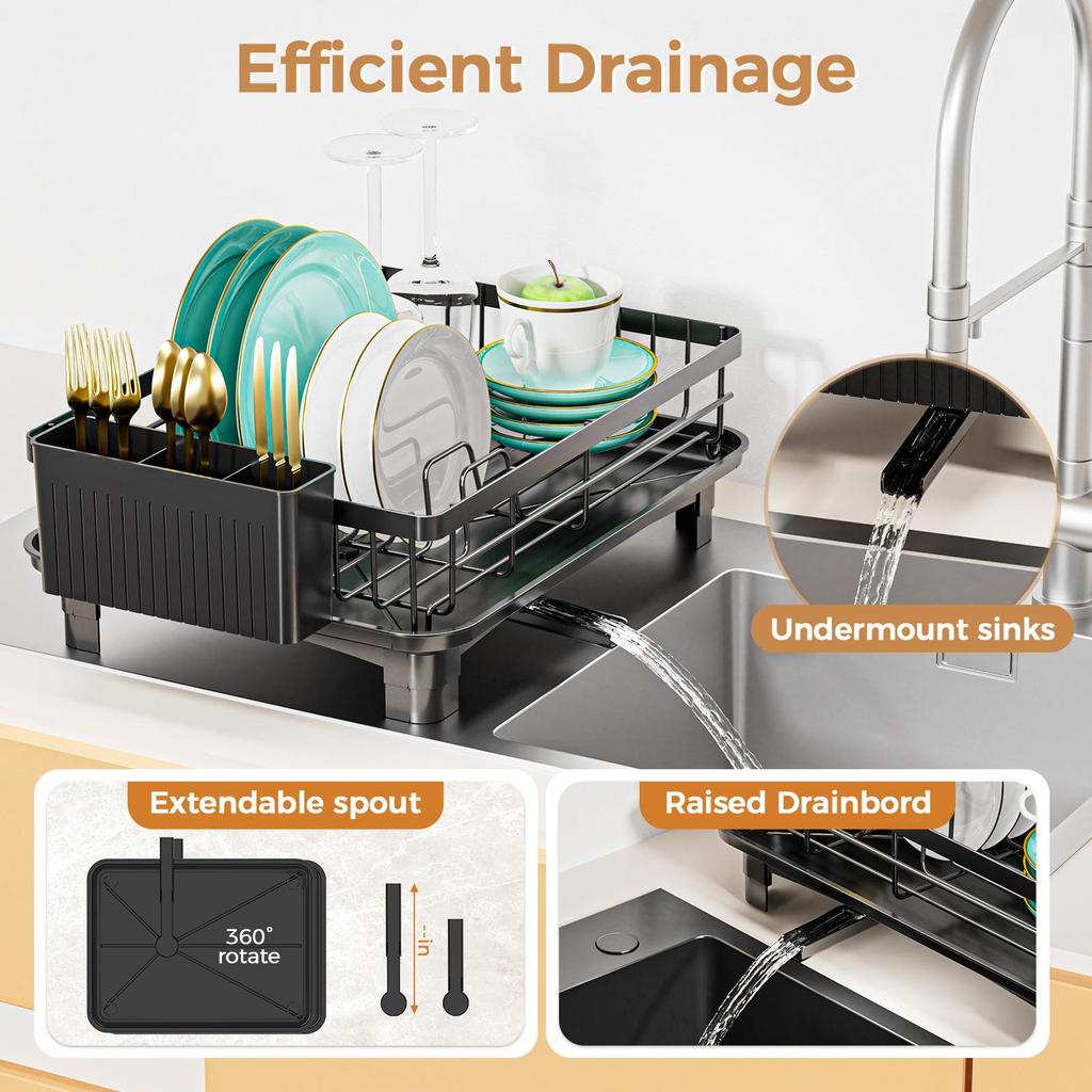 Cross-Border Draining Dish Rack: Kitchen Countertop Bowl & Dish Storage with Cutlery & Chopstick Box